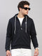 Rock.it Men Navy Blue Solid Hooded Full Sleeve Sweatshirt