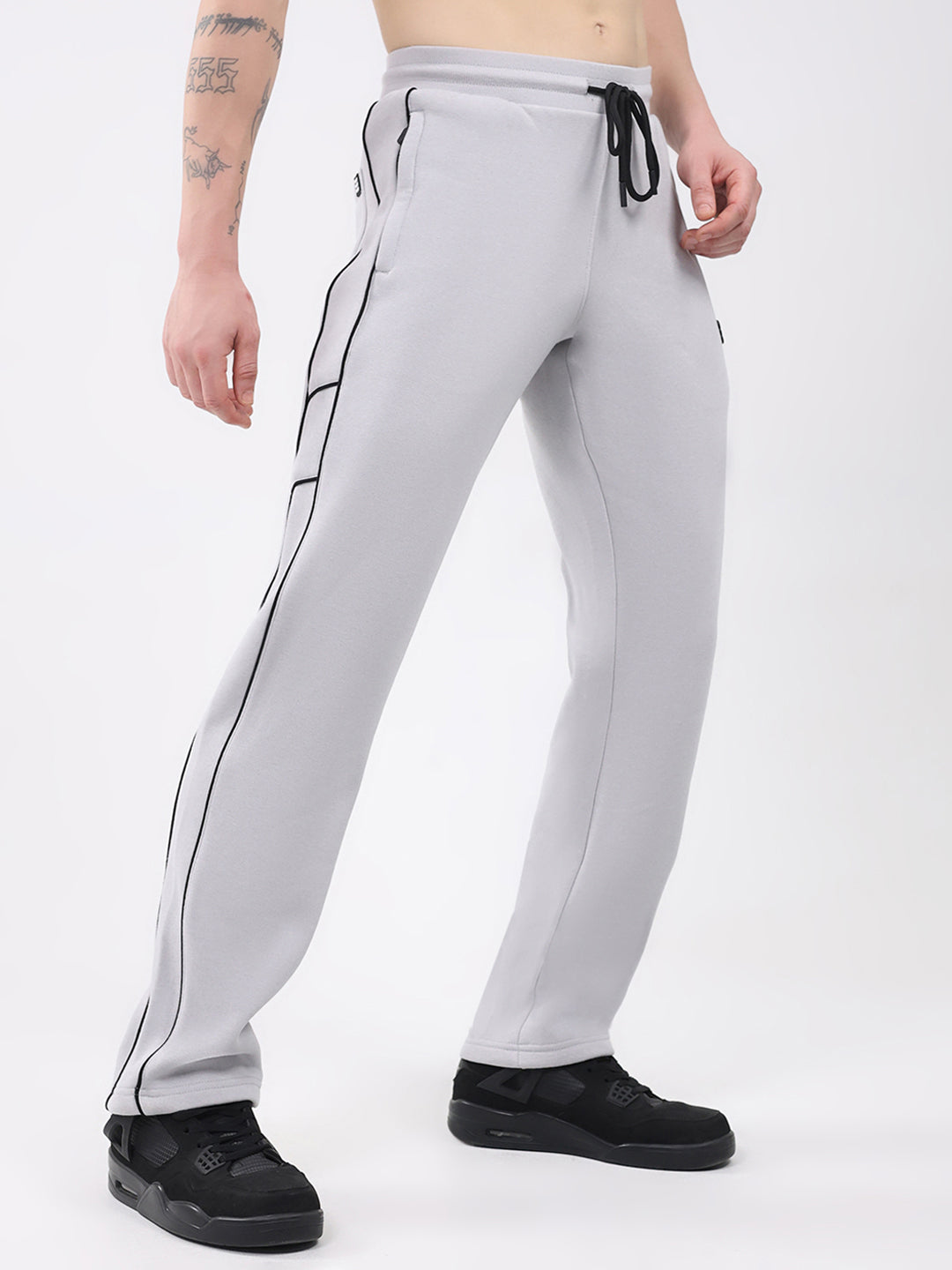 Rock.it Men Light Grey Solid Regular Fit Winter Lower