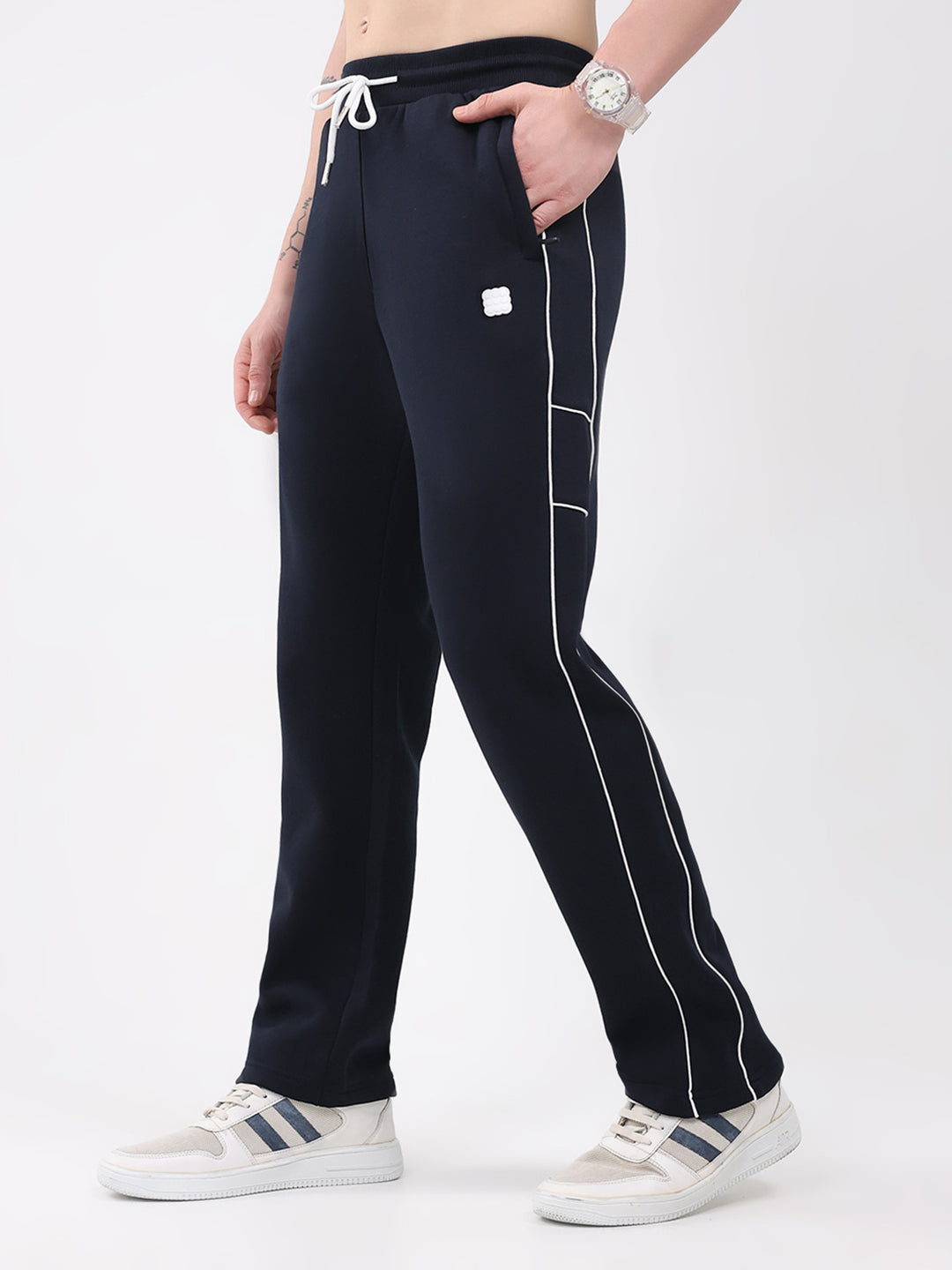 Rock.it Men Navy Blue Solid Regular Fit Winter Lower
