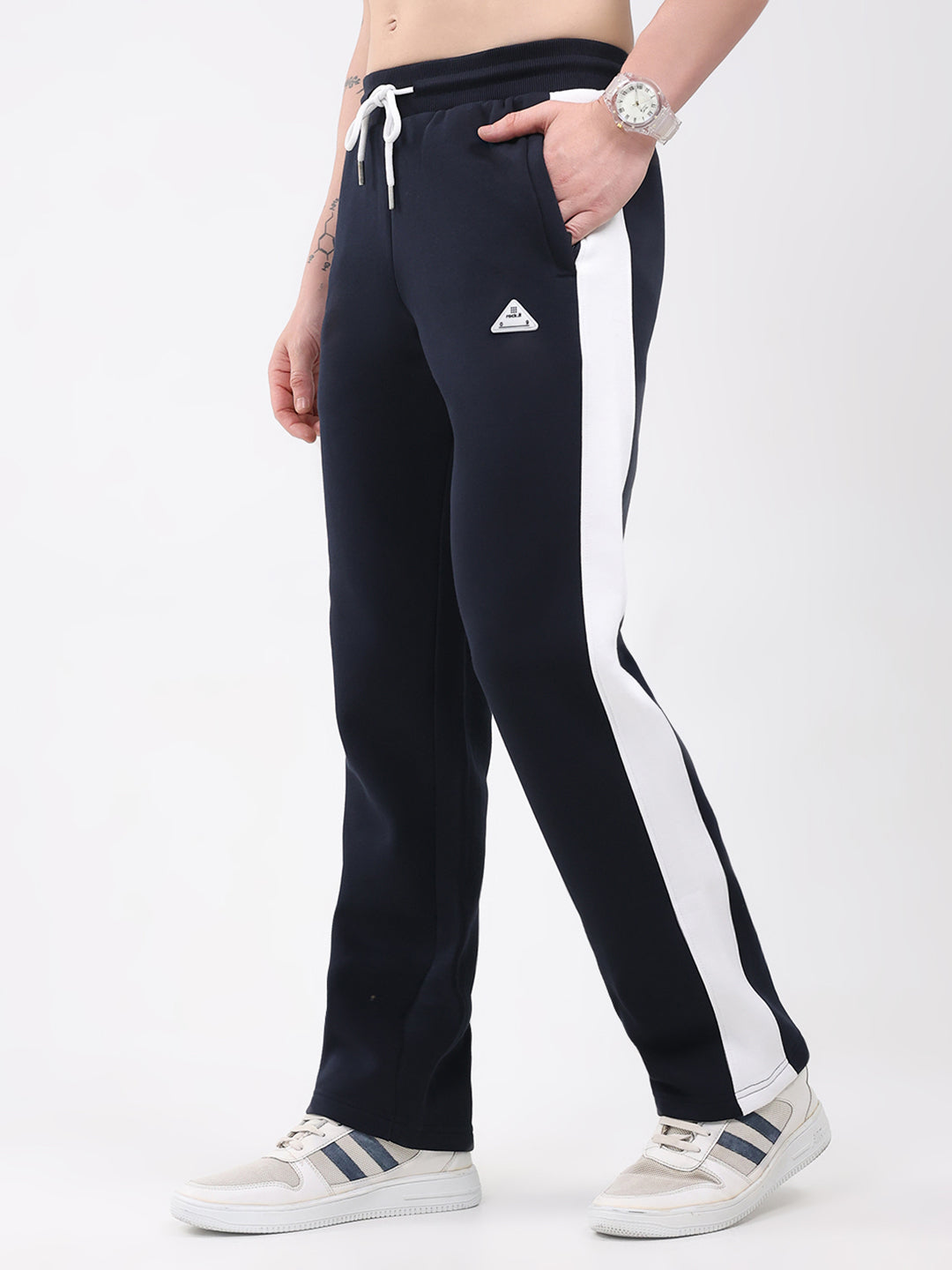 Rock.it Men Navy Blue Solid Regular Fit Winter Lower