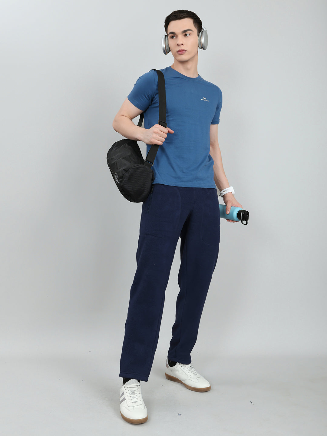 Rock.it Men Navy Blue Solid Regular Fit Winter Lower