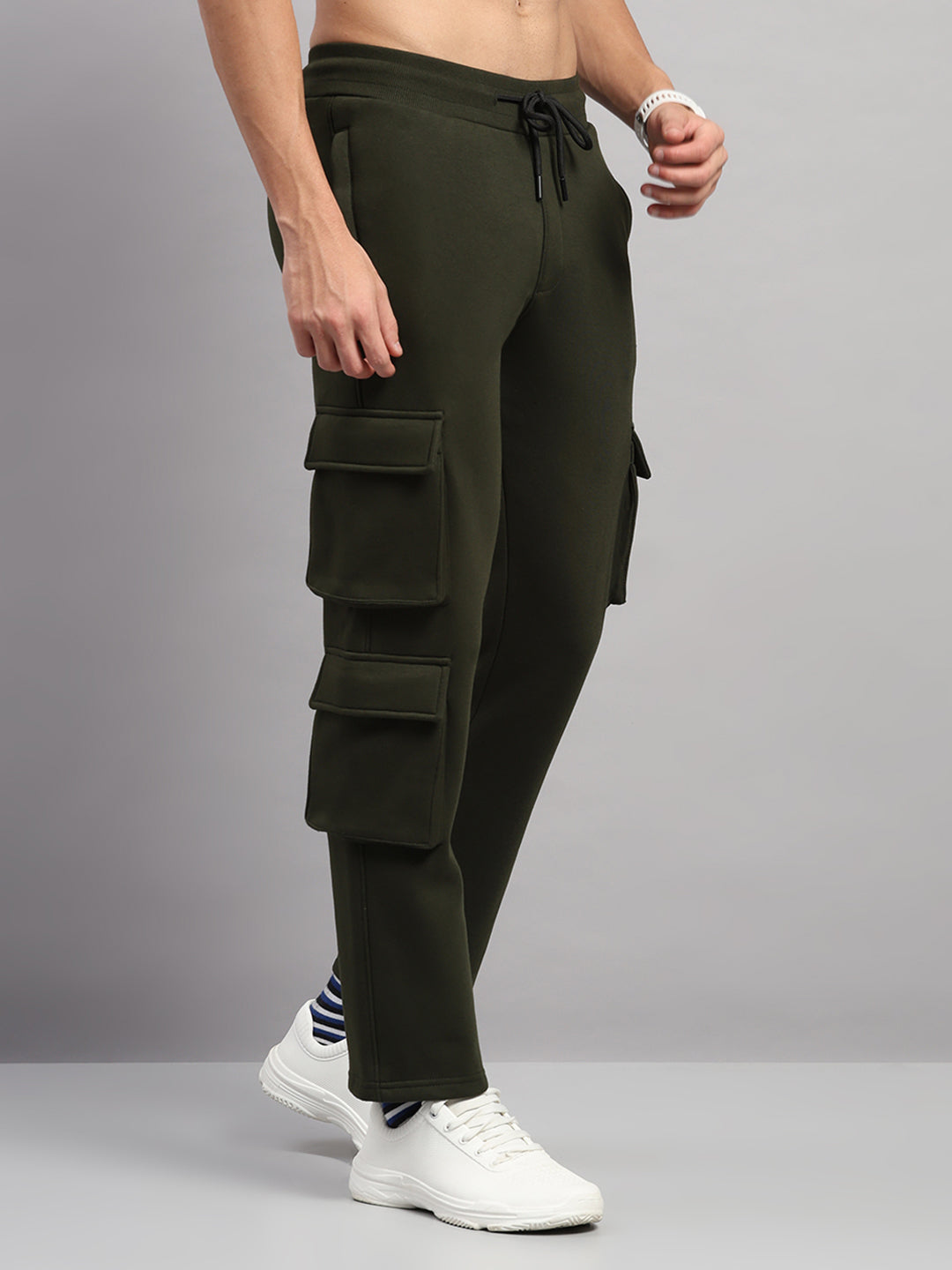 Rock.it Men Olive Solid Regular Fit Winter Lower