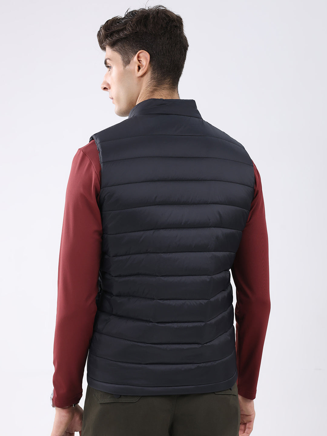 Rock.it Men Black Solid Collar Sleeveless Jacket