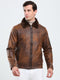 Rock.it Men Brown Solid Collar Full Sleeve Jacket