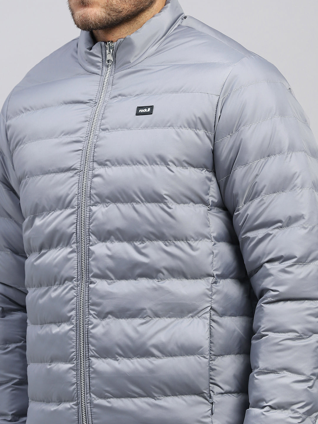 Rock.it Men Grey Solid Collar Full Sleeve Jacket