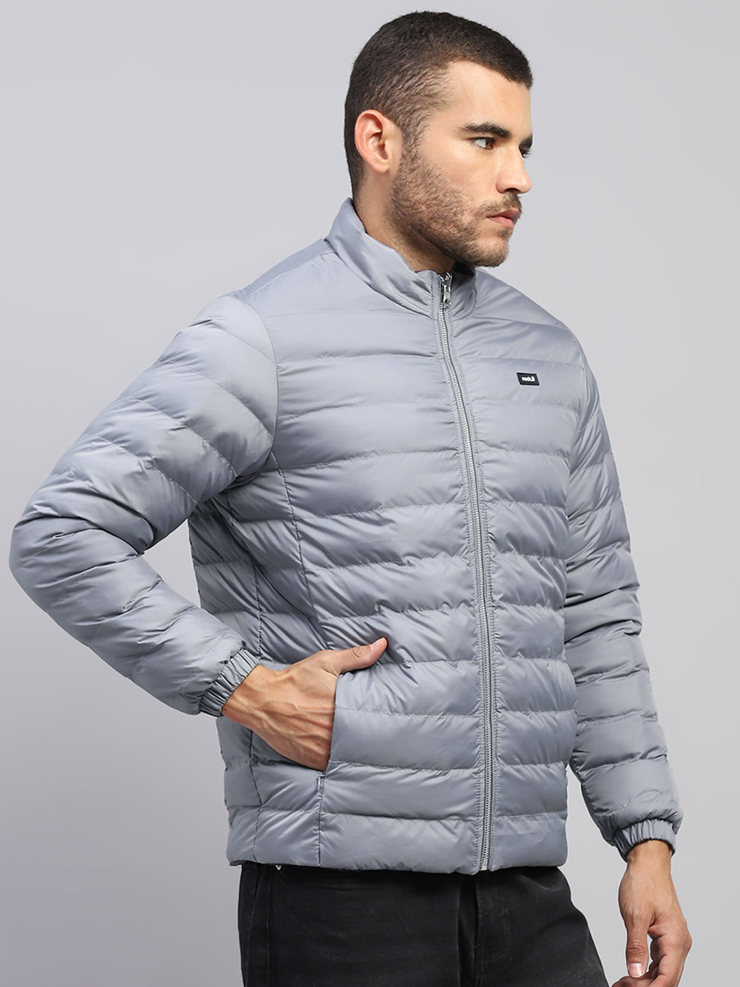 Rock.it Men Grey Solid Collar Full Sleeve Jacket