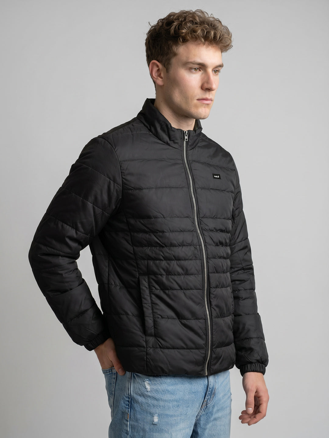 Rock.it Men Light Green Solid Collar Full Sleeve Puffer Jacket