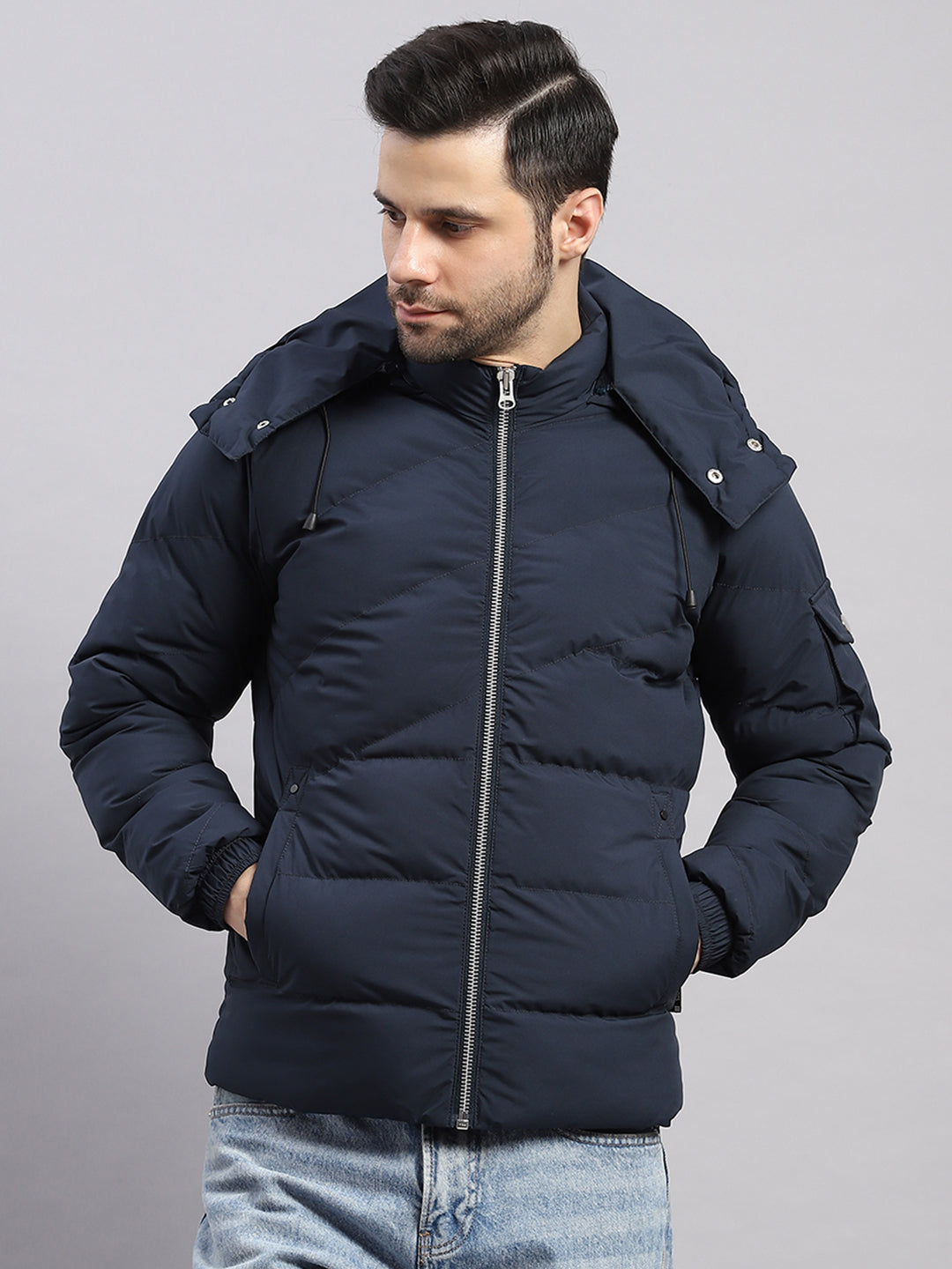 Rock.it Men Blue Solid Collar Full Sleeve Jacket