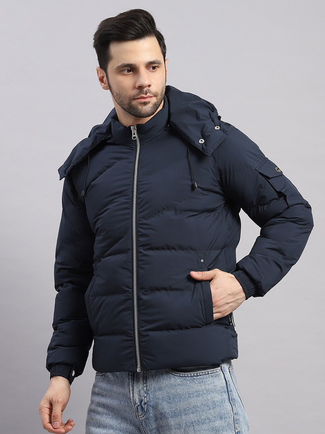 Rock.it Men Blue Solid Collar Full Sleeve Jacket