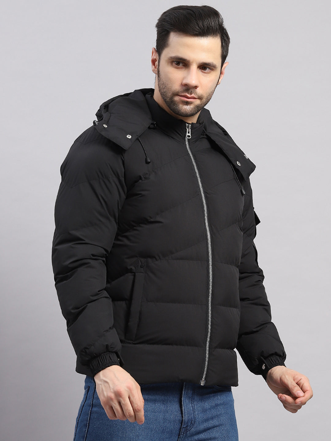 Rock.it Men Black Solid Collar Full Sleeve Jacket
