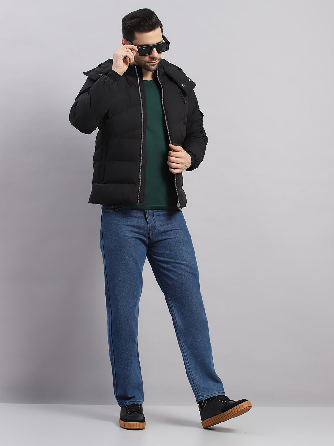 Rock.it Men Black Solid Collar Full Sleeve Jacket