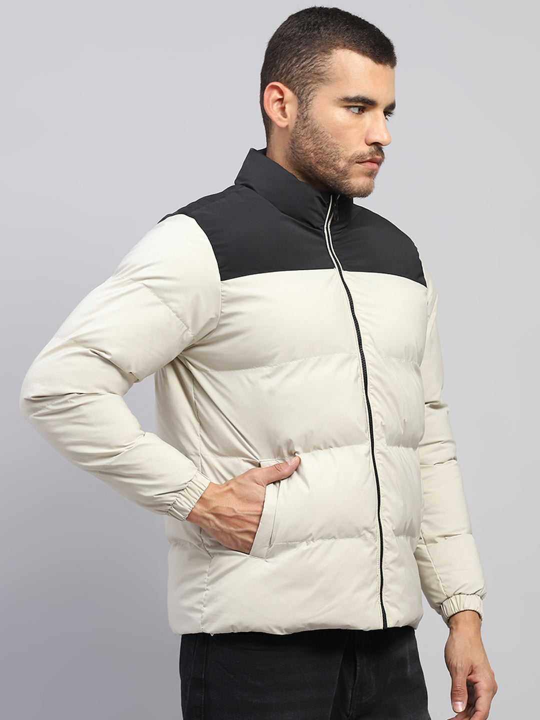 Rock.it Men Beige Solid Hooded Full Sleeve Jacket