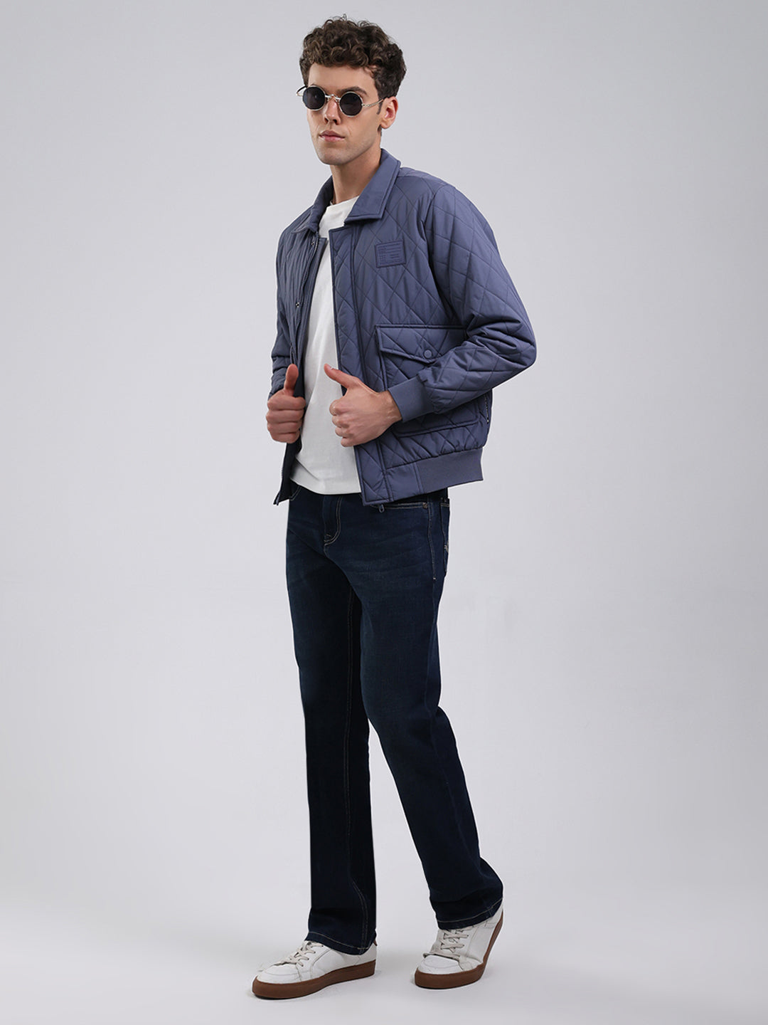 Rock.it Men Light Blue Solid Collar Full Sleeve Jacket