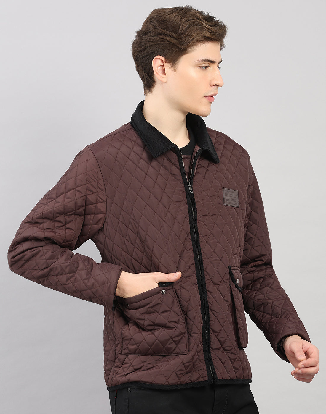 Rock.it Men Maroon Solid Collar Full Sleeve Jacket
