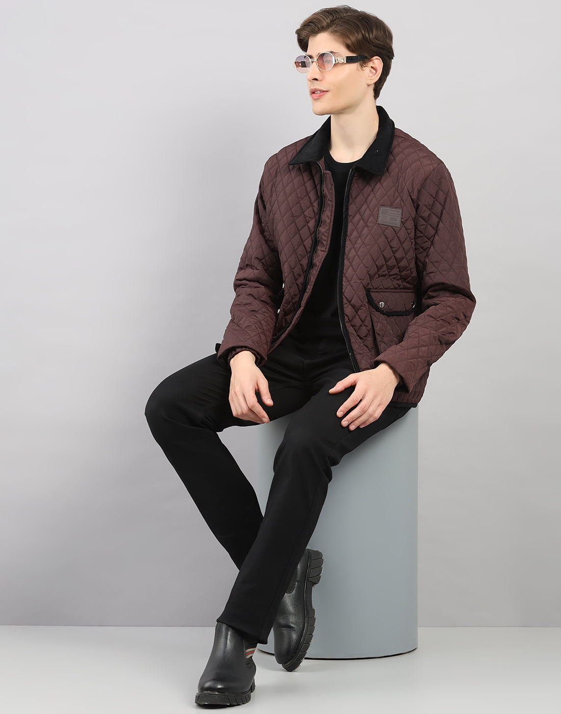 Rock.it Men Maroon Solid Collar Full Sleeve Jacket