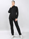 Rock.it Women Black Solid Collar Full Sleeve Winter Tracksuit