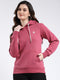 Rock.it Women Pink Solid Hooded Full Sleeve Sweatshirt