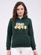 Rock.it Women Dark Green Printed Hooded Full Sleeve Sweatshirt