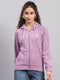 Rock.it Women Purple Solid Hooded Full Sleeve Sweatshirt
