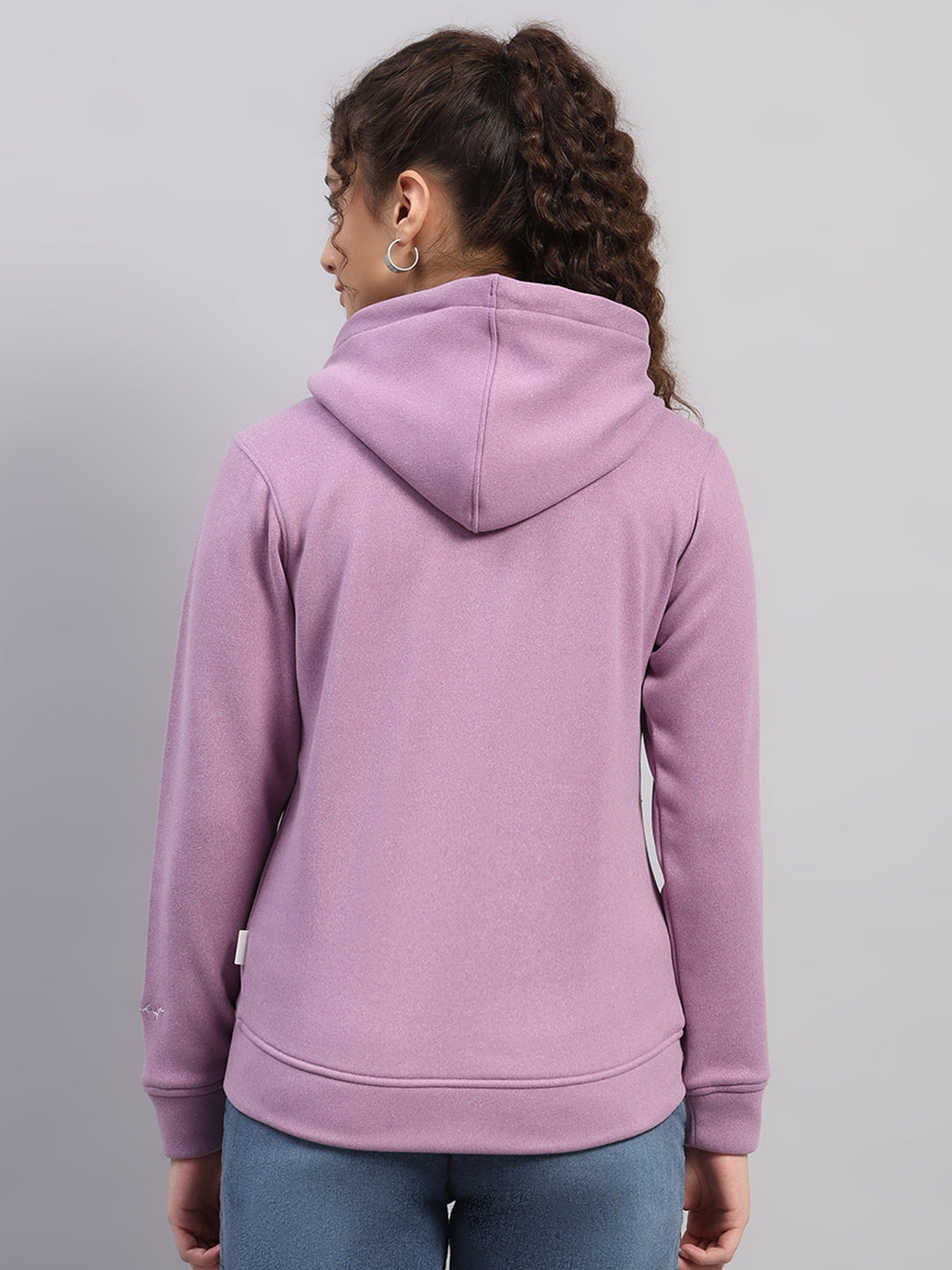 Rock.it Women Purple Solid Hooded Full Sleeve Sweatshirt