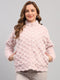 Rock.it Women Peach Self Design Round Neck Full Sleeve Knitted Jacket