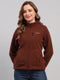 Rock.it Women Brown Solid Round Neck Full Sleeve Sweatshirt