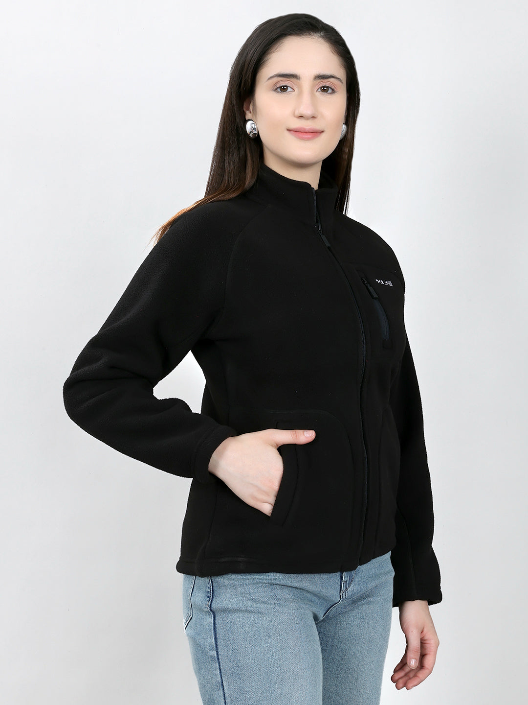 Rock.it Women Black Solid Turtle Neck Full Sleeve Sweatshirt