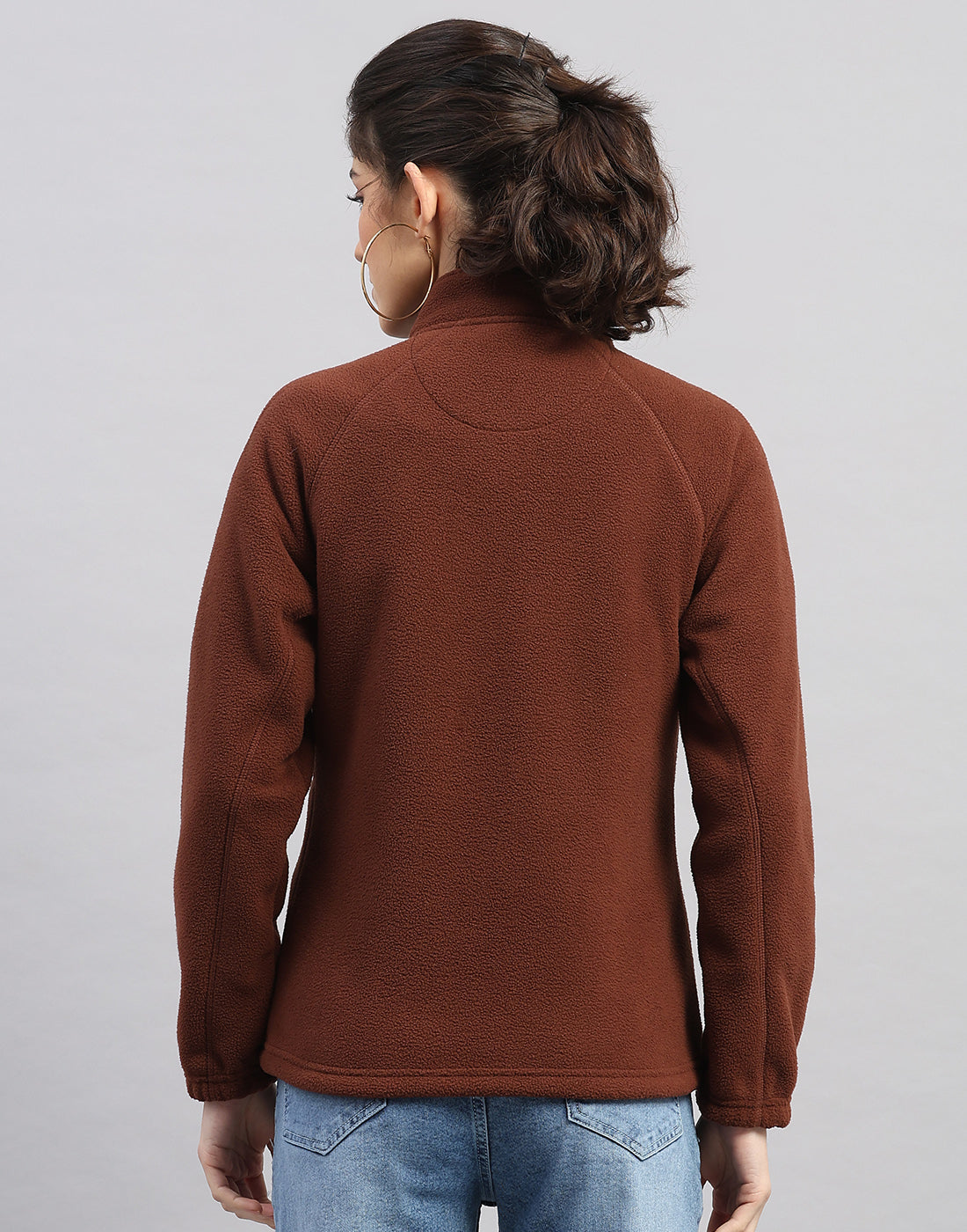 Rock.it Women Brown Solid Turtle Neck Full Sleeve Sweatshirt