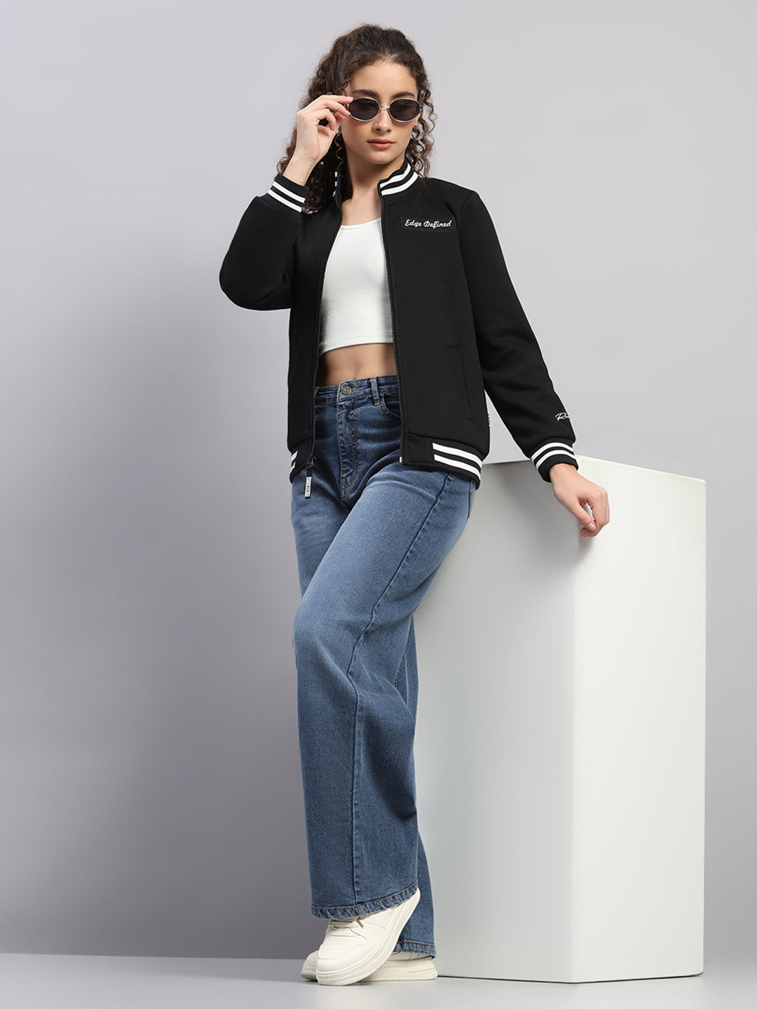 Rock.it Women Black Printed Round Neck Full Sleeve Sweatshirt