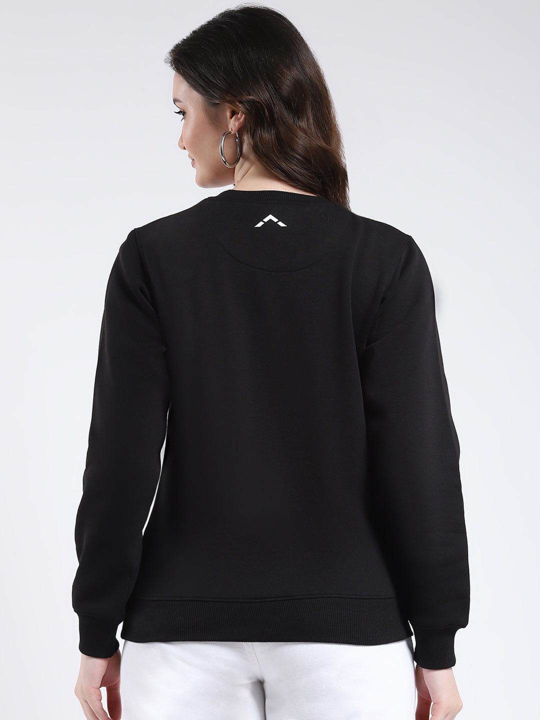 Rock.it Women Black Solid Round Neck Full Sleeve Sweatshirt