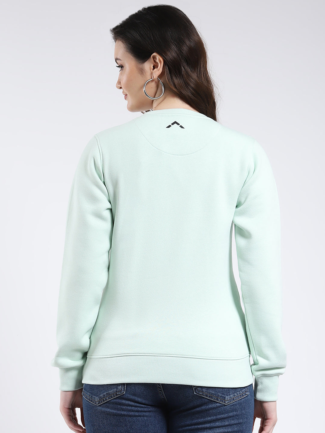 Rock.it Women Green Solid Round Neck Full Sleeve Sweatshirt