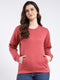Rock.it Women Orange Solid Round Neck Full Sleeve Sweatshirt
