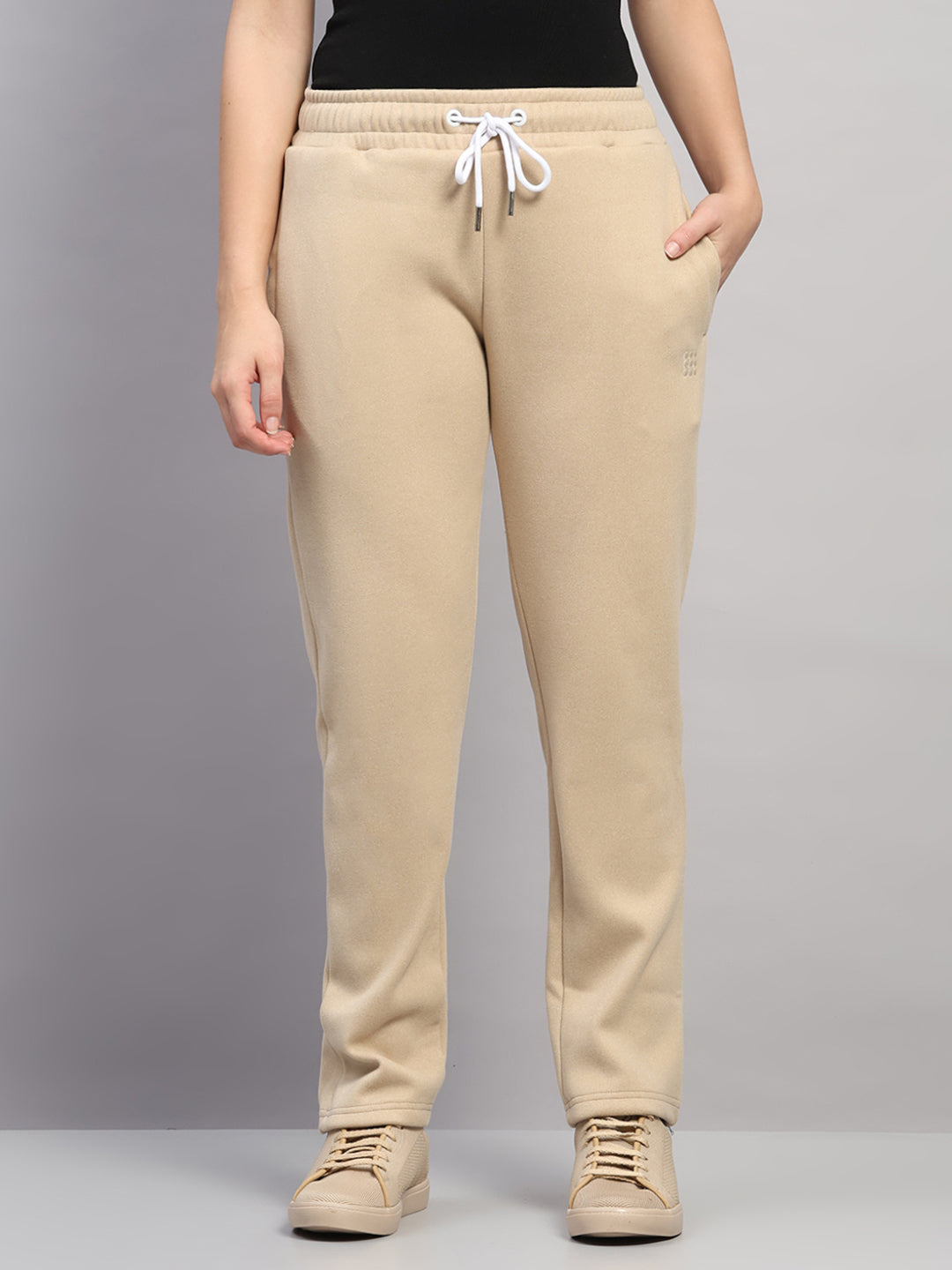 Rock.it Women Beige Solid Regular Fit Winter Lower