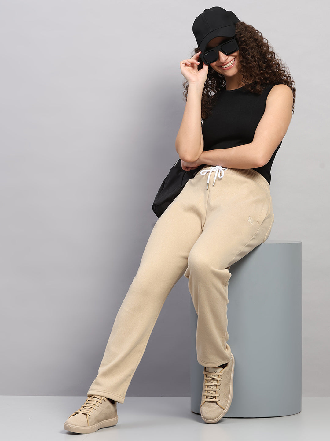 Rock.it Women Beige Solid Regular Fit Winter Lower