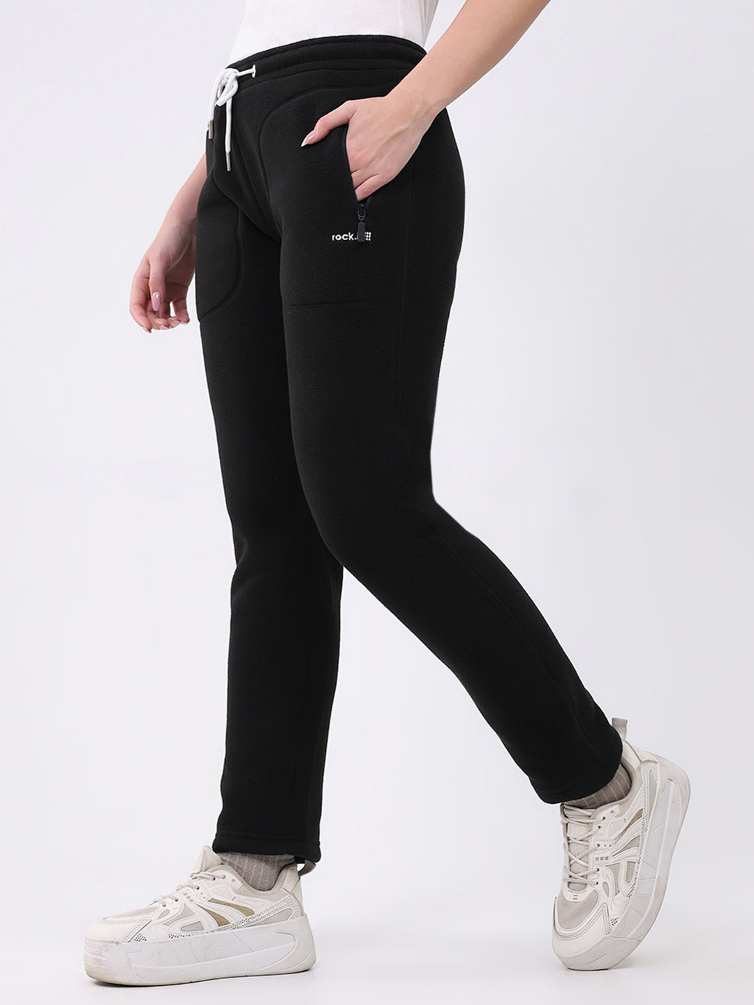 Rock.it Women Black Solid Regular Fit Winter Lower