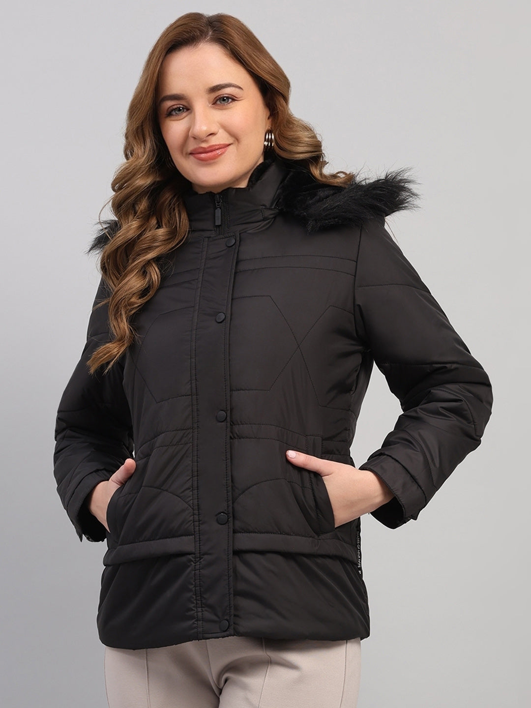 Rock.it Women Black Solid Hooded Full Sleeve Jacket
