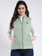 Rock.it Women Green & Pink Solid Mock Neck Sleeveless Jacket