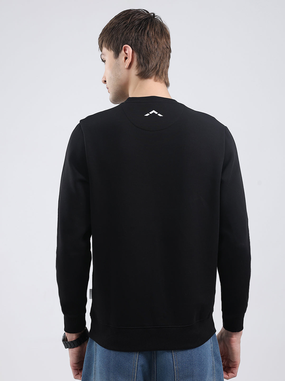 Rock.it Men Black Solid Round Neck Full Sleeve Sweatshirt