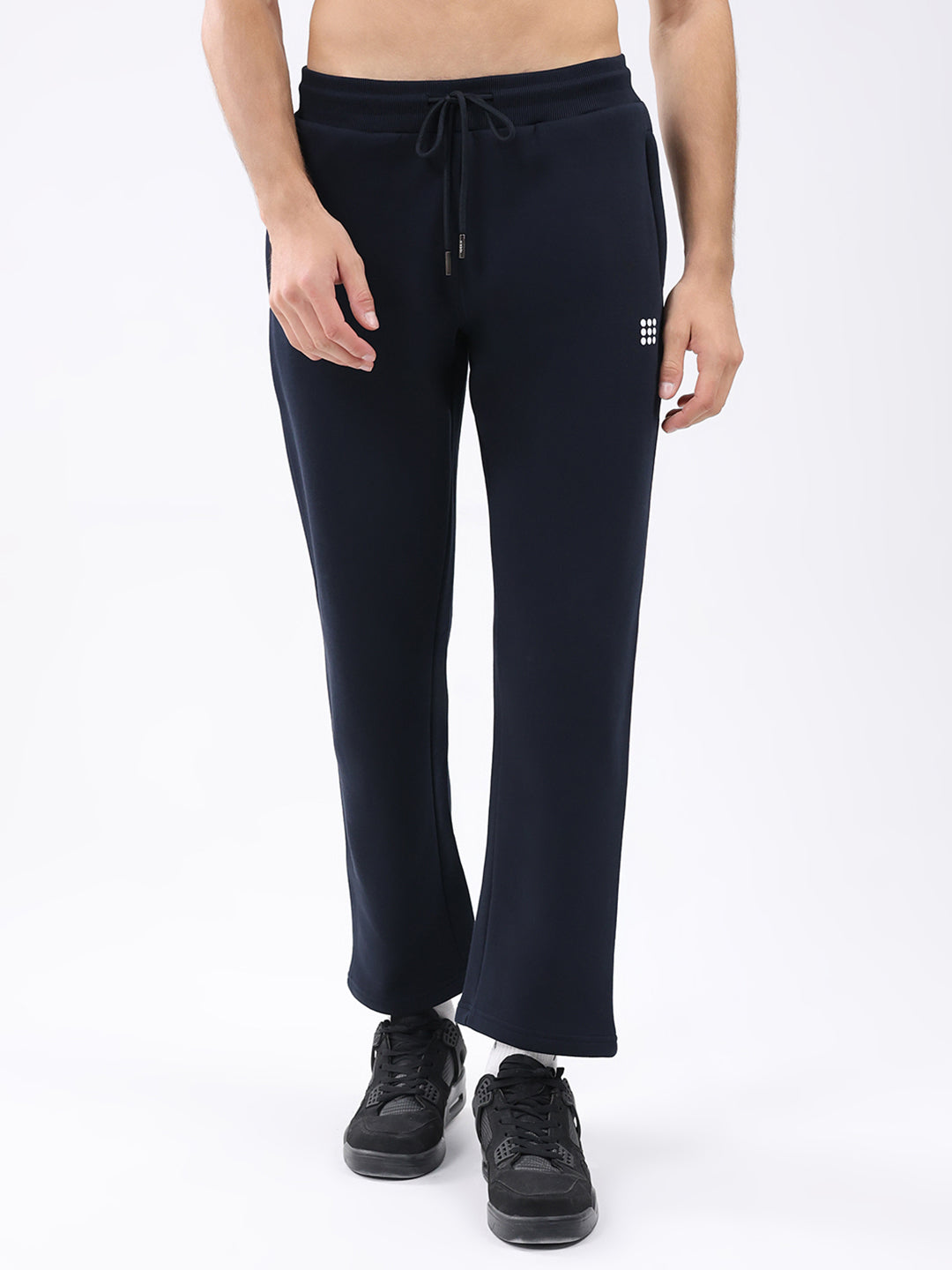 Rock.it Men Navy Blue Solid Round Neck Full Sleeve Winter Tracksuit
