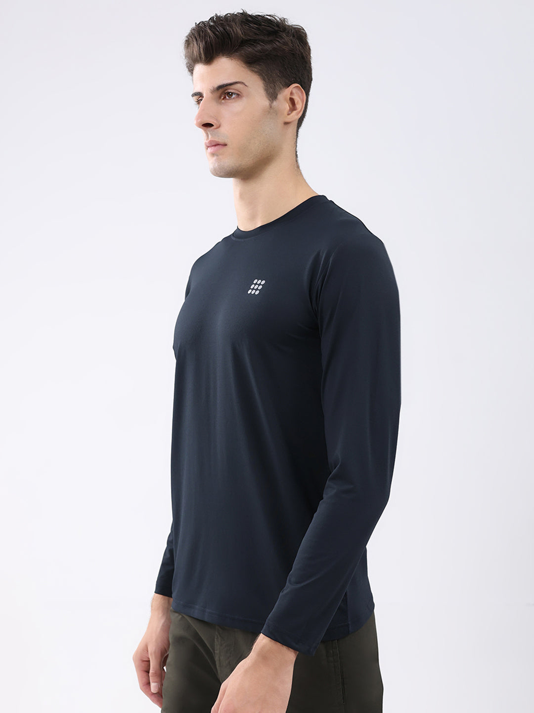 Rock.it Men Navy Blue Solid Round Neck Full Sleeve Winter T-Shirt