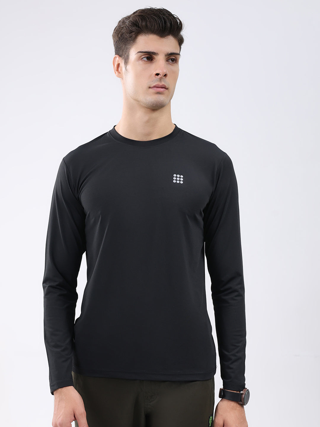 Rock.it Men Black Solid Round Neck Full Sleeve Winter T-Shirt