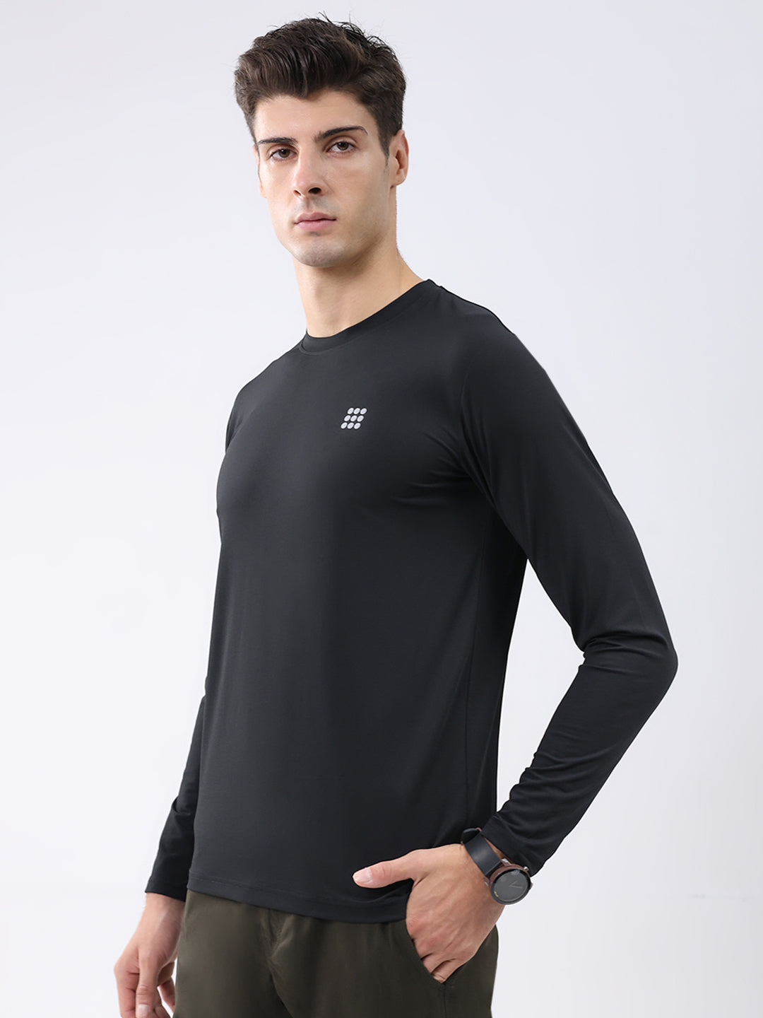 Rock.it Men Black Solid Round Neck Full Sleeve Winter T-Shirt