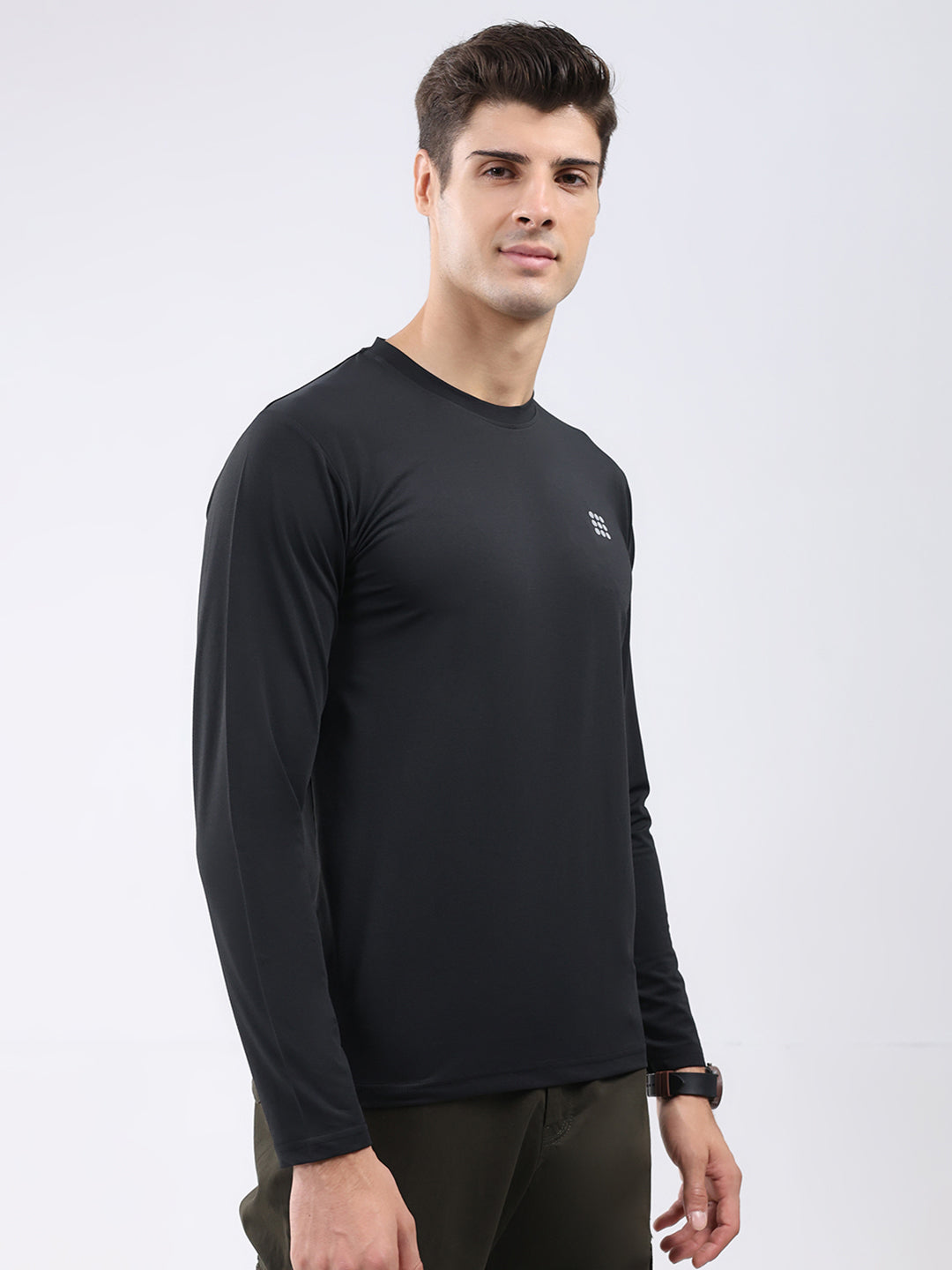 Rock.it Men Black Solid Round Neck Full Sleeve Winter T-Shirt