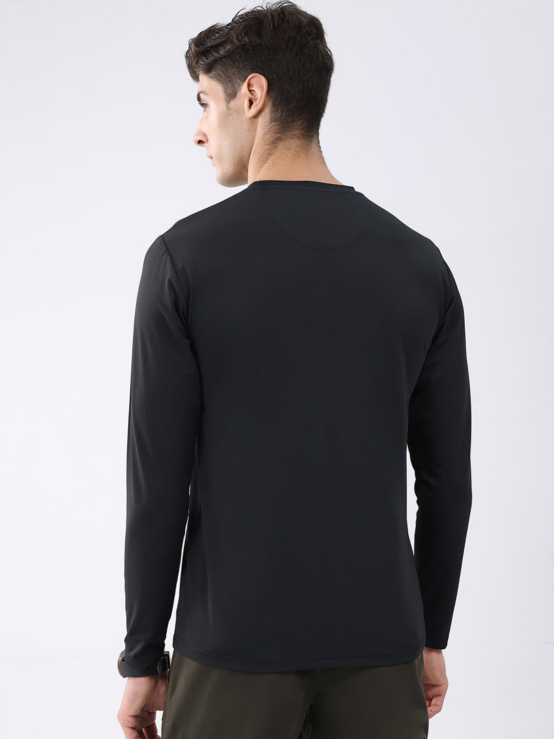 Rock.it Men Black Solid Round Neck Full Sleeve Winter T-Shirt