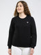 Rock.it Women Black Solid Round Neck Full Sleeve Sweatshirt
