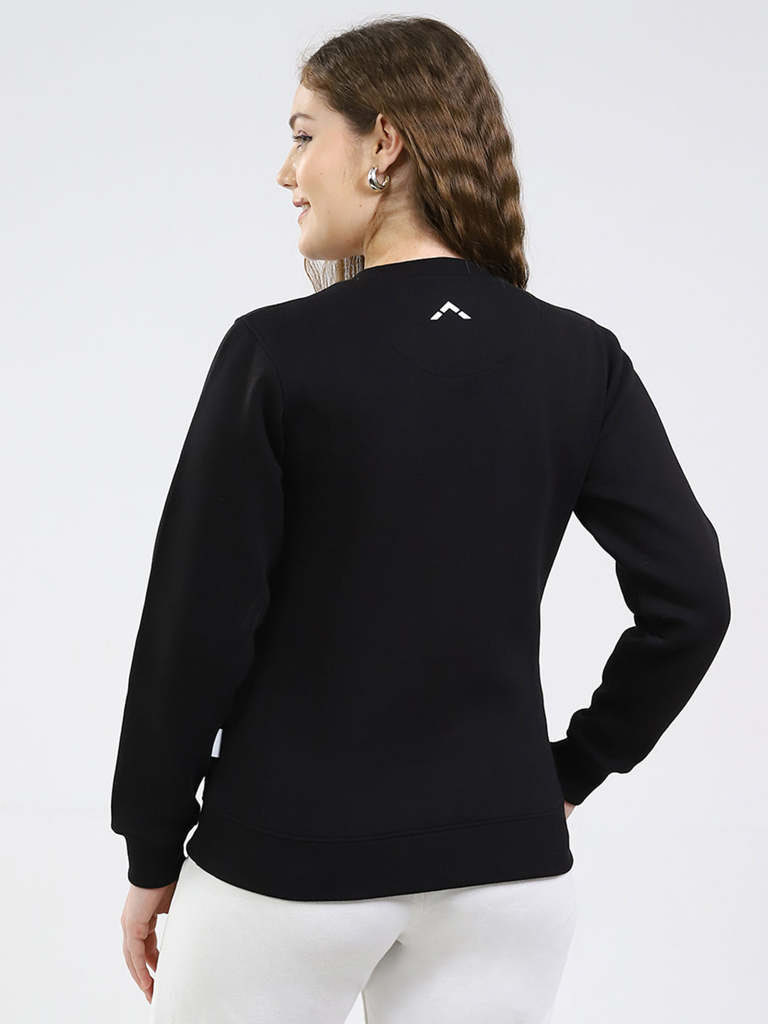 Rock.it Women Black Solid Round Neck Full Sleeve Sweatshirt