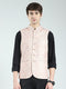 Men Beige Printed Band Neck Sleeveless Nehru Jacket