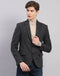 Men Grey Self Design Collar Full Sleeve Blazer
