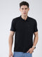 Men Black Solid Collar Half Sleeve T-Shirt