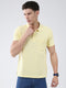 Men Yellow Solid Collar Half Sleeve T-Shirt